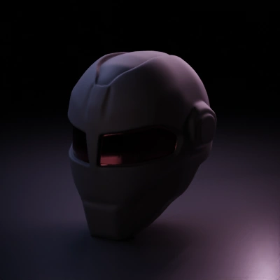 Futuristic helmet with visor, robotic design.
