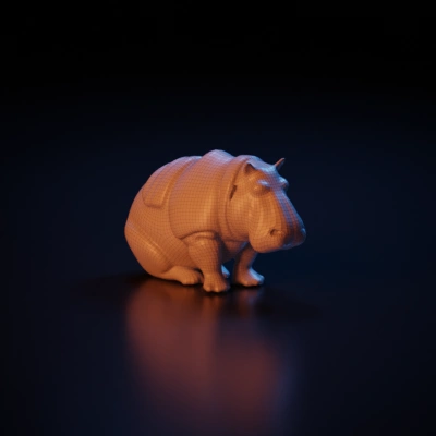 Hippo with detailed skin textures, realistic model. . smooth edges, complex geometry, character.