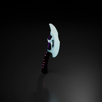 Engraved rune axe with glowing blade, fantasy weapon.