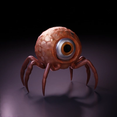 Cyclopean spider monster, eight legs, single large eye.