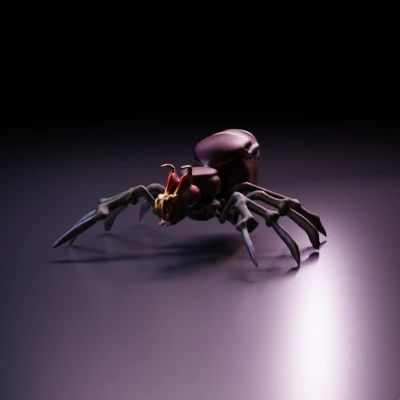 Mechanical spider, robotic legs, futuristic design.