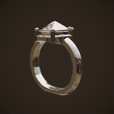 Elegant circular ring with a single large gemstone. . symmetric geometry, smooth edges, simple geometry, game-ready.