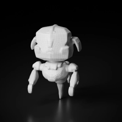 Animated creature with horns and tail.