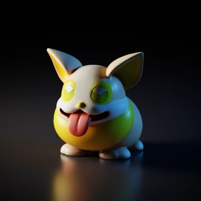 Cute dog-like cartoon character with big eyes and tongue out.