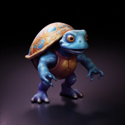 Anthropomorphic turtle with detailed shell pattern.