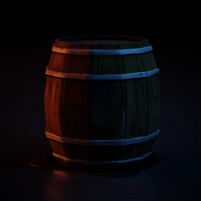 Wooden barrel, cartoon style.