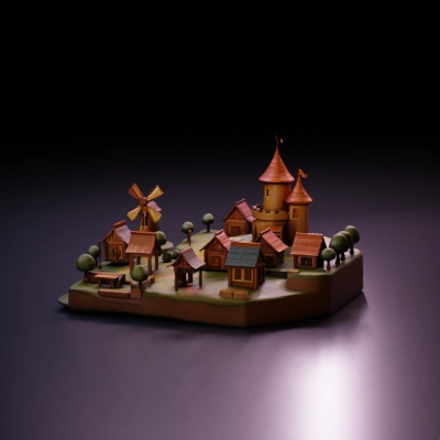 A fantasy village scene.
