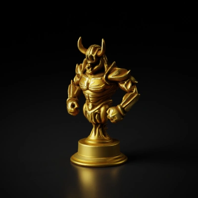 Golden armored warrior figurine.