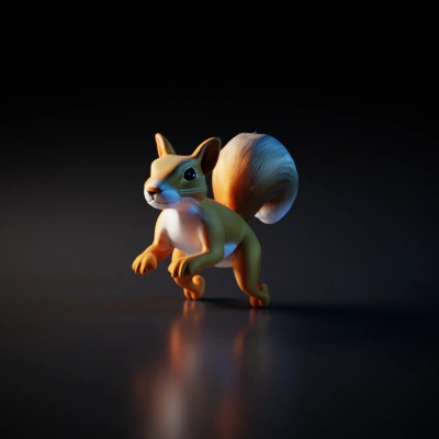 Cute cartoon squirrel character, 3D model.