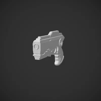 Futuristic sci-fi handgun, likely energy-based. symmetric geometry,smooth edges.