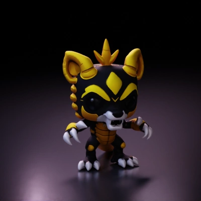 stylized animal-like figure.