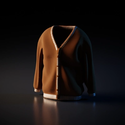 Cardigan sweater, front view, neutral pose.
