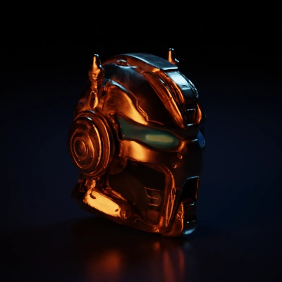Sci-fi mecha helmet battle horn.