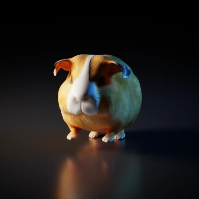 Guinea pig, rounded and fluffy pet.