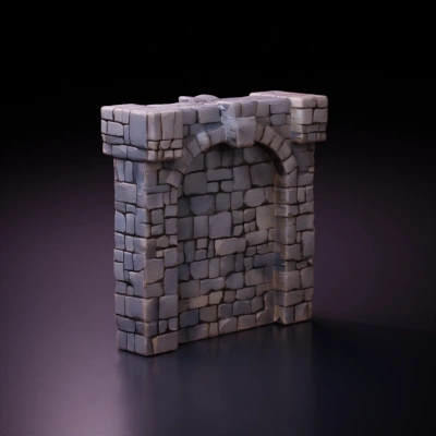 Medieval stone archway, weathered.