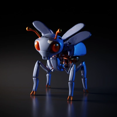 Mechanical insect-like robot with movable parts.