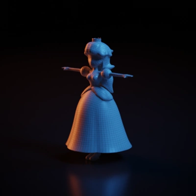 Princess character, animated, royal attire.