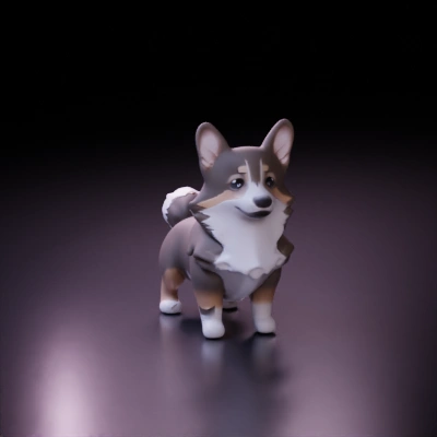 Cute cartoon corgi, standing.