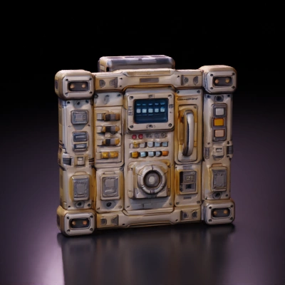 Sci-fi control panel with various interfaces.