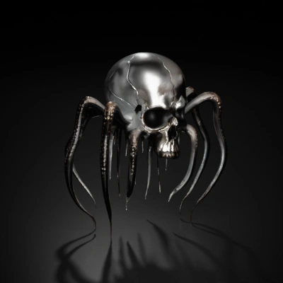 Skull with octopus-like tentacles, menacing design.