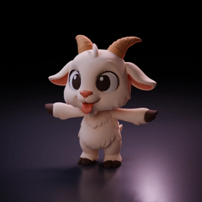 cartoon baby goat character. 
Smooth eye