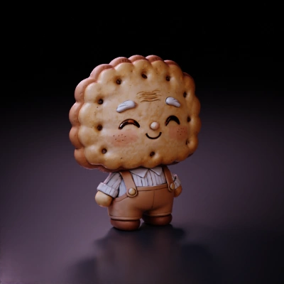 Cookie-shaped old man character.