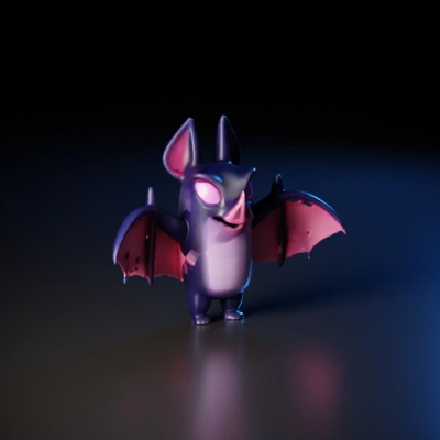 Cartoon bat with cheerful expression, standing. clash royale，bats evolution