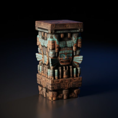 Ancient detailed stone totem with intricate carvings.