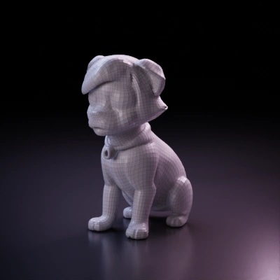 Cartoon dog with a collar, character design.
