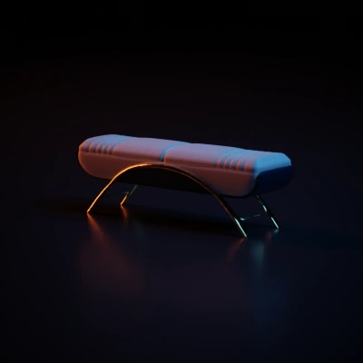 Modern bench with gold metallic legs.
