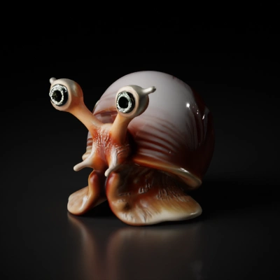 Alien snail with large eyes, detail-rich.