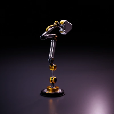 Articulated robotic arm with multiple joints.