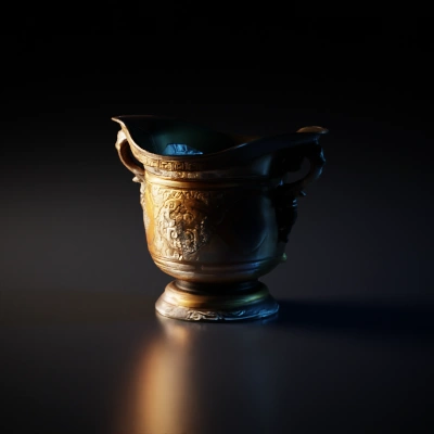 Intricately designed ornamental vase, antique item.