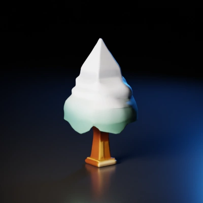 Stylized low-poly tree, digital art.