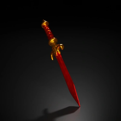 Medieval sword, sharp blade, intricate hilt.