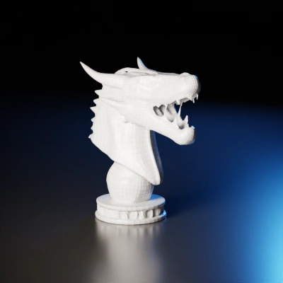 Dragon head statue, detailed sculpting, fantasy. symmetric geometry,sharp edges,complex geometry.