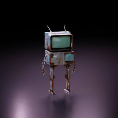 Retro robot with a CRT screen head.