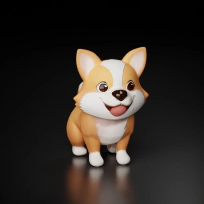 Cute cartoon dog, happy expression.