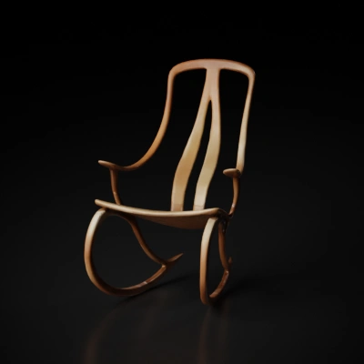Sleek curved rocking chair with modern design.
