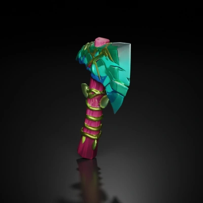Battle axe with foliage, fantasy style.