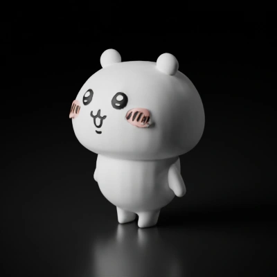 Cartoon-like bear character with blushing cheeks.