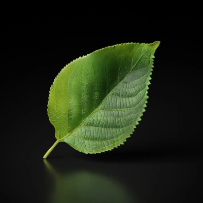 A single green leaf.