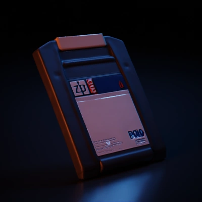 retro scifi Portable computer data storage, Zip disk.