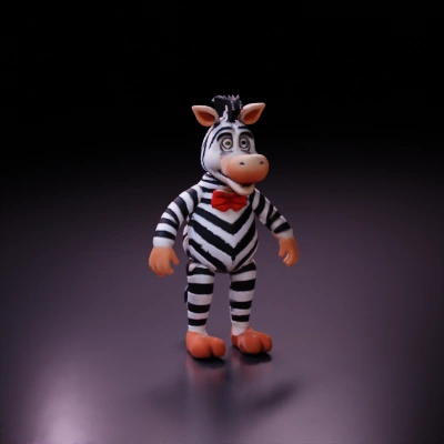 Cartoon zebra character with bow tie.