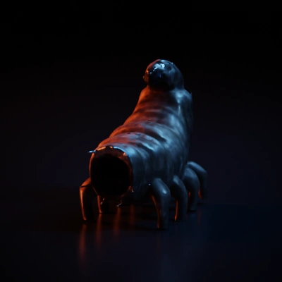 Alien-like creature, segmented body with multiple legs.