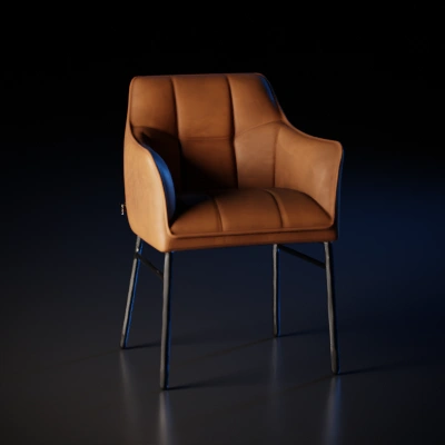 modern brown leather upholstered chair.