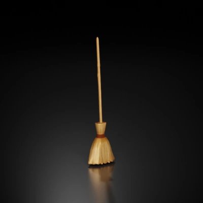 Broomstick with bristles for sweeping,low poly.