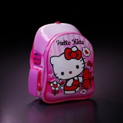 Hello Kitty-themed backpack for kids with straps in the back.