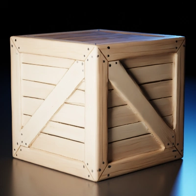 Wooden crate with diagonal reinforcement plank.