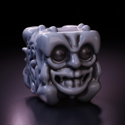 Monstrous cubic figure with faces.